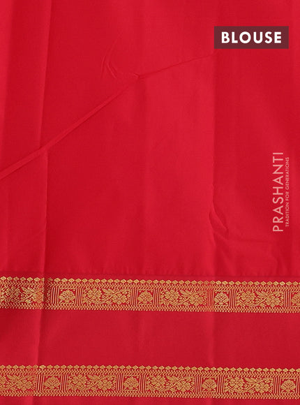 Mustard Yellow & Red Semi Kanchipuram Silk - Korvai