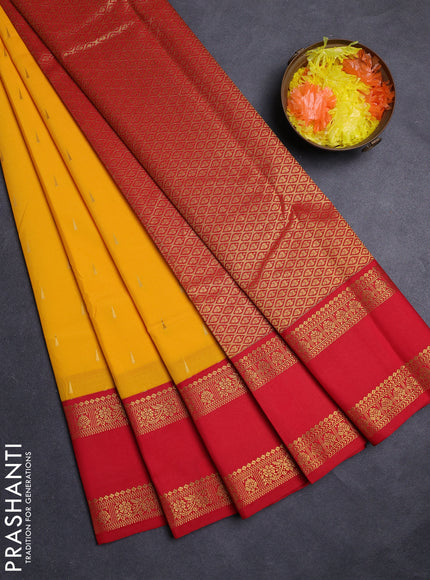 Yellow & Red Semi Kanchipuram Silk - Korvai