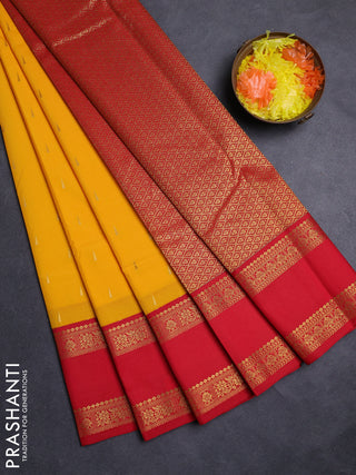 Yellow & Red Semi Kanchipuram Silk - Korvai