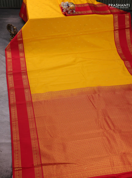 Yellow & Red Semi Kanchipuram Silk - Korvai