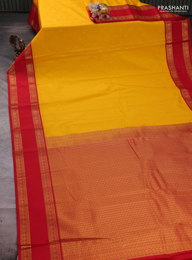 Yellow & Red Semi Kanchipuram Silk - Korvai