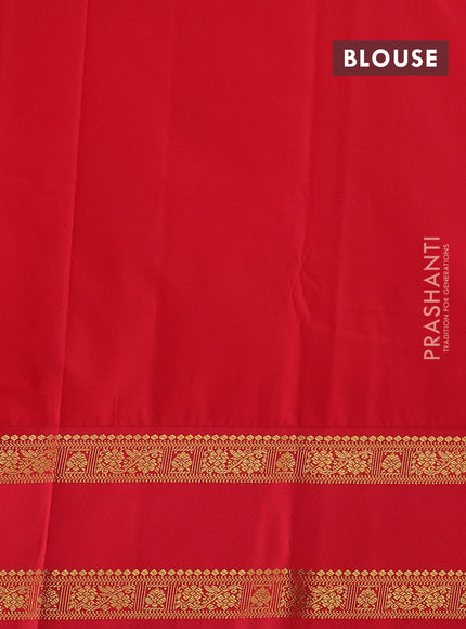 Peach Pink & Red Semi Kanchipuram Silk - Korvai