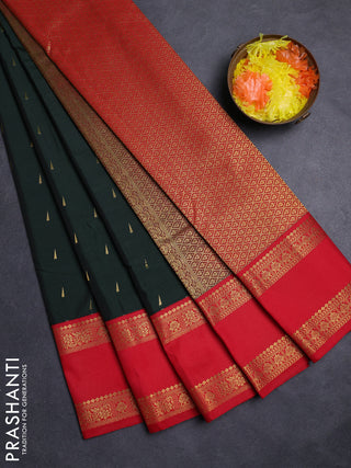 Green & Red Semi Kanchipuram Silk - Korvai