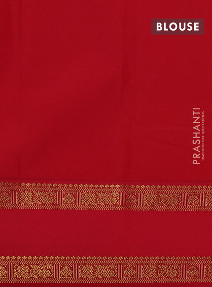 Green & Red Semi Kanchipuram Silk - Korvai