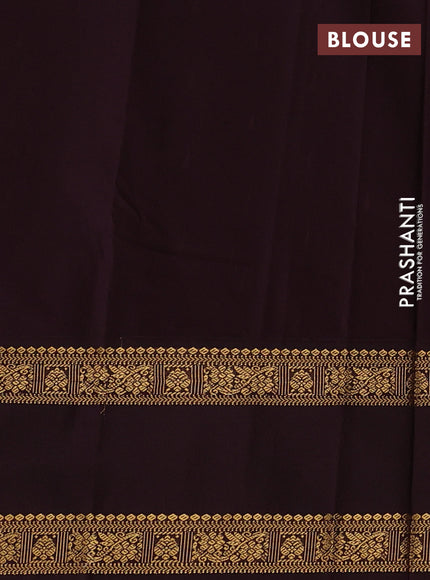 Mustard Yellow & Coffee Brown Semi Kanchipuram Silk - Korvai