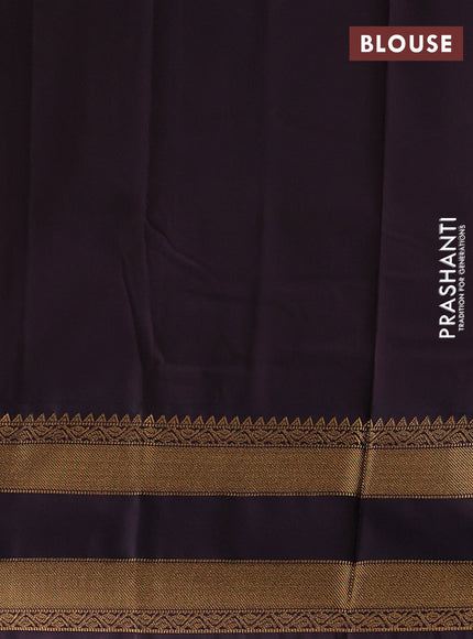 Teal Blue & Coffee Brown Semi Kanchipuram Silk - Korvai