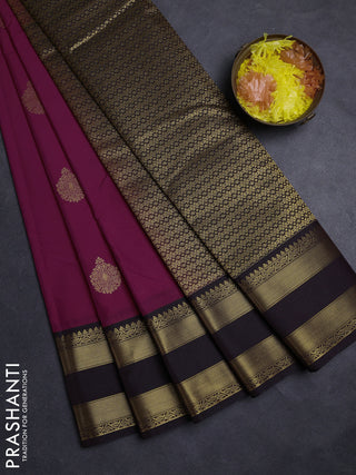 Pink & Coffee Brown Semi Kanchipuram Silk - Korvai