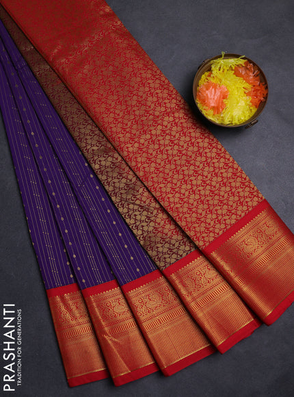Violet & Red Semi Kanchipuram Silk - Korvai