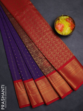 Violet & Red Semi Kanchipuram Silk - Korvai