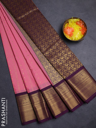 Pink & Purple Semi Kanchipuram Silk - Korvai