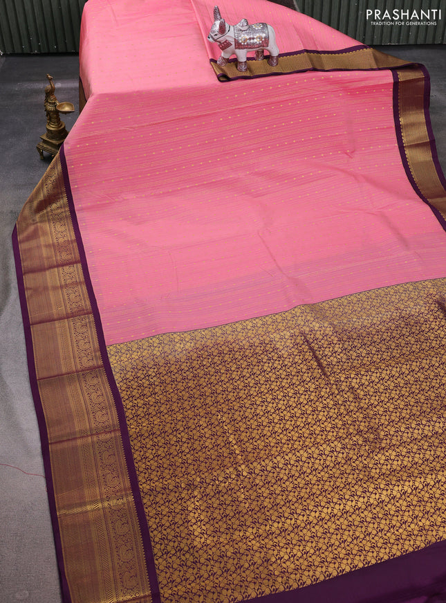 Pink & Purple Semi Kanchipuram Silk - Korvai