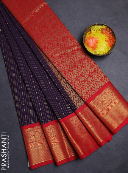 Violet & Red Semi Kanchipuram Silk - Korvai