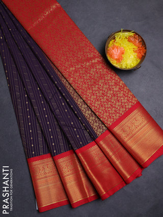 Violet & Red Semi Kanchipuram Silk - Korvai