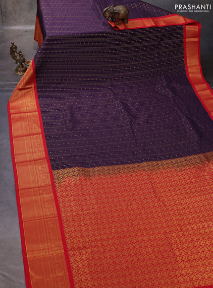 Violet & Red Semi Kanchipuram Silk - Korvai