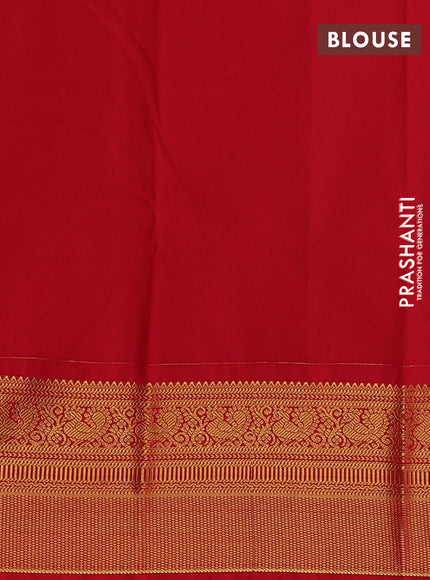 Mustard Yellow & Red Semi Kanchipuram Silk - Korvai