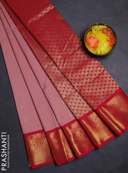 Pastel Pink & Pink Semi Kanchipuram Silk - Korvai