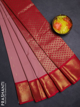Pastel Pink & Pink Semi Kanchipuram Silk - Korvai