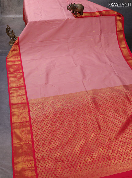 Pastel Pink & Pink Semi Kanchipuram Silk - Korvai