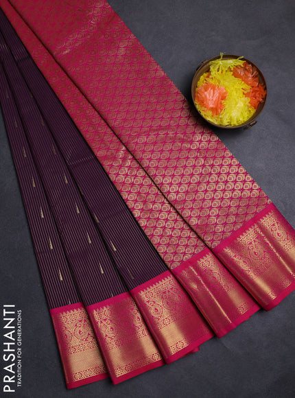 Purple & Pink Semi Kanchipuram Silk - Korvai