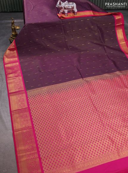 Purple & Pink Semi Kanchipuram Silk - Korvai