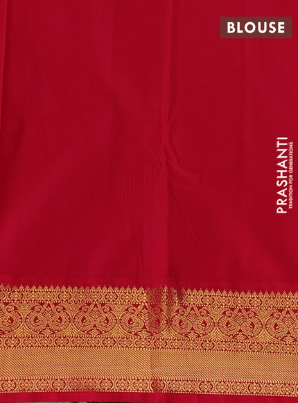 Mehendi Green & Pink Semi Kanchipuram Silk - Korvai