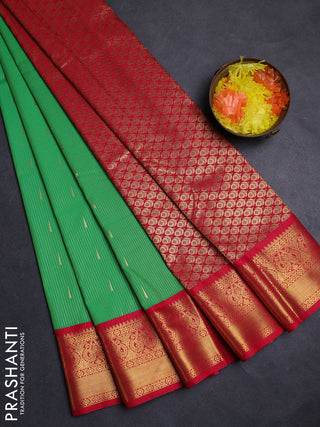 Green & Pink Semi Kanchipuram Silk - Korvai
