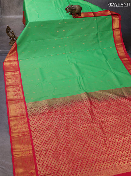 Green & Pink Semi Kanchipuram Silk - Korvai