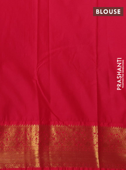 Navy Blue & Pink Semi Kanchipuram Silk - Korvai