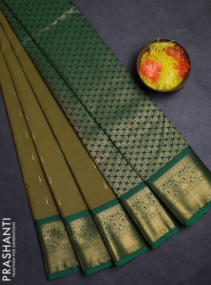 Mehendi Green & Green Semi Kanchipuram Silk - Korvai