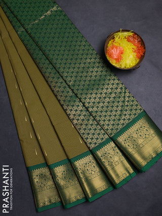 Mehendi Green & Green Semi Kanchipuram Silk - Korvai
