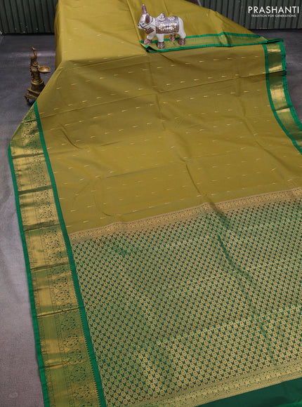 Mehendi Green & Green Semi Kanchipuram Silk - Korvai