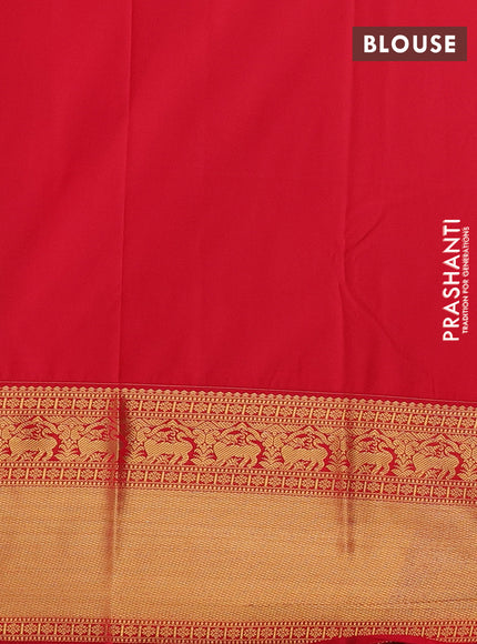 Green & Red Semi Kanchipuram Silk - Korvai