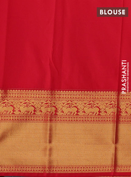 Blue & Red Semi Kanchipuram Silk - Korvai