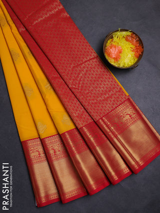 Yellow & Red Semi Kanchipuram Silk - Korvai