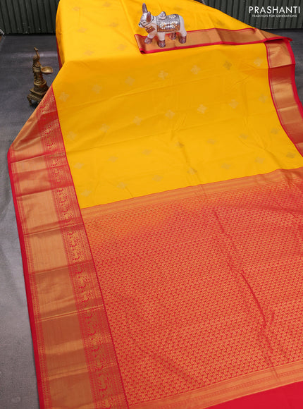 Yellow & Red Semi Kanchipuram Silk - Korvai