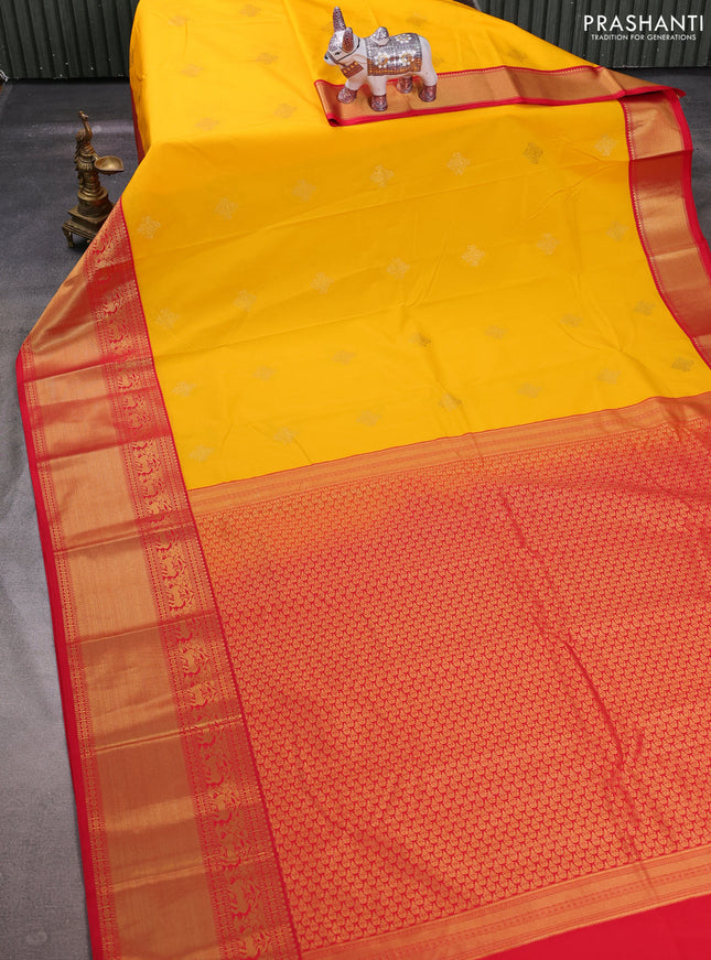 Yellow & Red Semi Kanchipuram Silk - Korvai