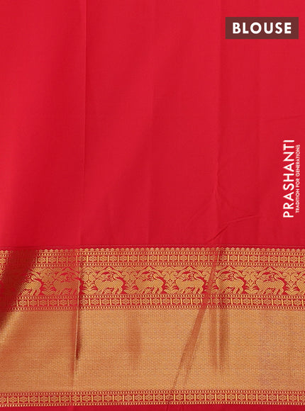 Yellow & Red Semi Kanchipuram Silk - Korvai