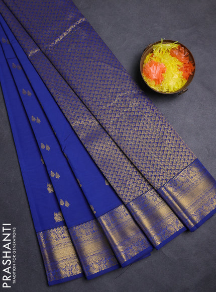 Blue &  Semi Kanchipuram Silk - Korvai