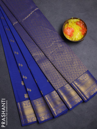 Blue &  Semi Kanchipuram Silk - Korvai