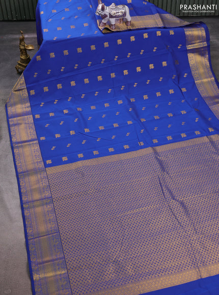 Blue &  Semi Kanchipuram Silk - Korvai