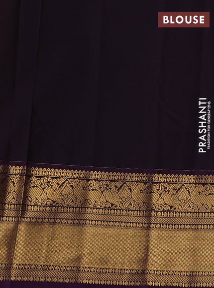 Yellow & Violet Semi Kanchipuram Silk - Korvai