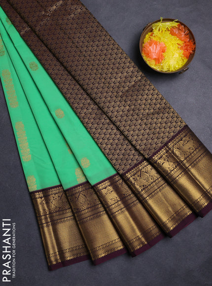 Green & Wine Semi Kanchipuram Silk - Korvai