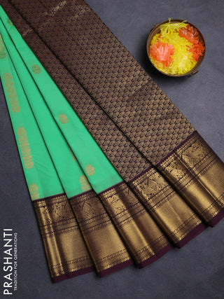 Green & Wine Semi Kanchipuram Silk - Korvai