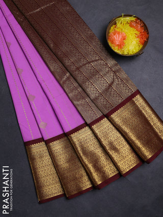 Lavender & Maroon Semi Kanchipuram Silk - Korvai