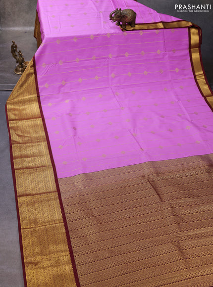 Lavender & Maroon Semi Kanchipuram Silk - Korvai