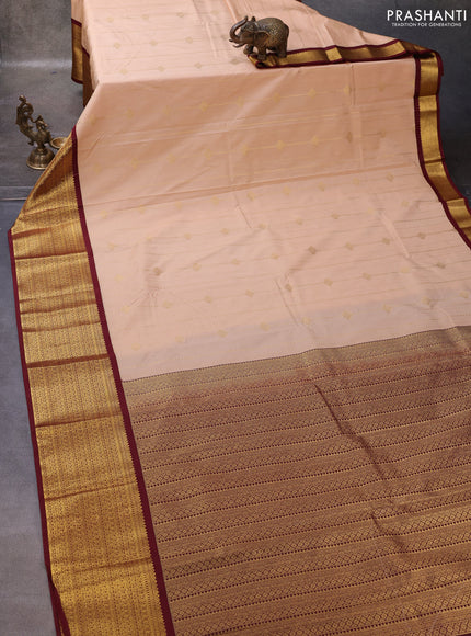 Beige & Maroon Semi Kanchipuram Silk - Korvai