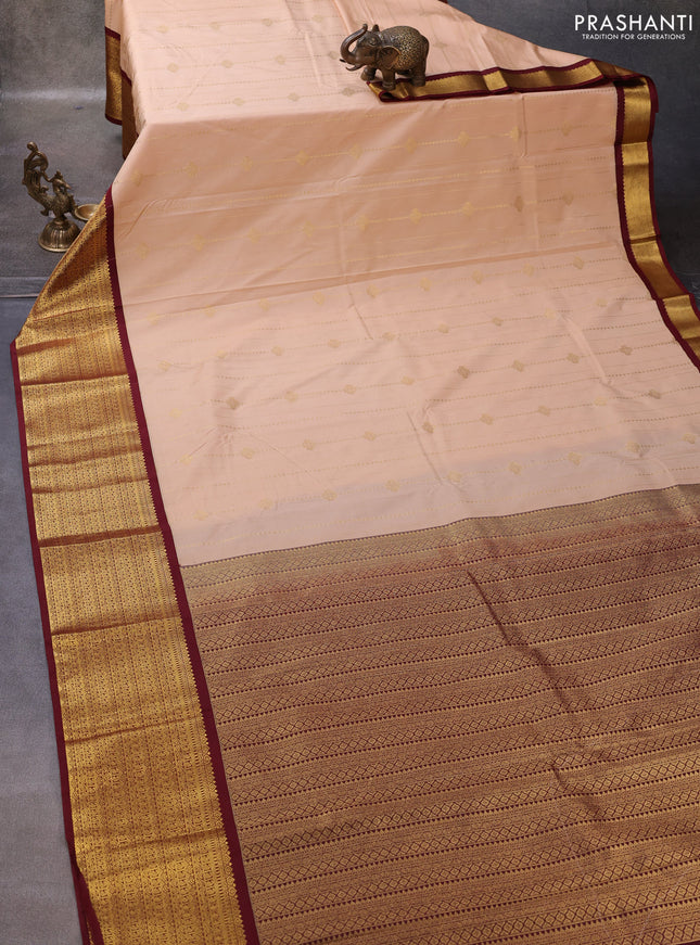 Beige & Maroon Semi Kanchipuram Silk - Korvai