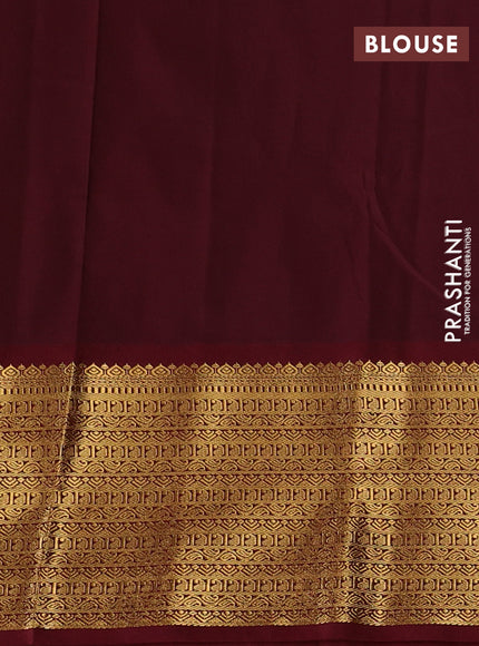 Mustard Yellow & Maroon Semi Kanchipuram Silk - Korvai