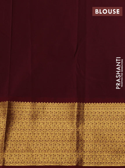 Peach Pink & Maroon Semi Kanchipuram Silk - Korvai