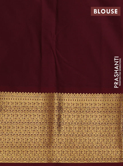Peacock Blue & Maroon Semi Kanchipuram Silk - Korvai